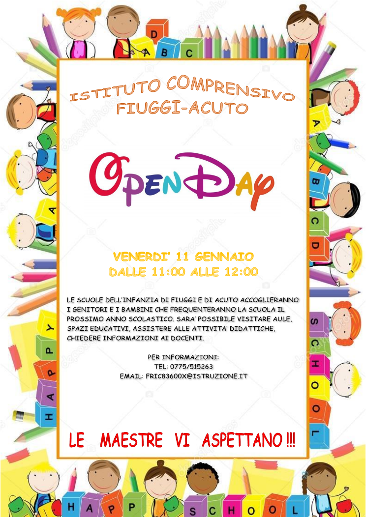 Locandina Open Day Scuola dell'Infanzia a.s. 18/19