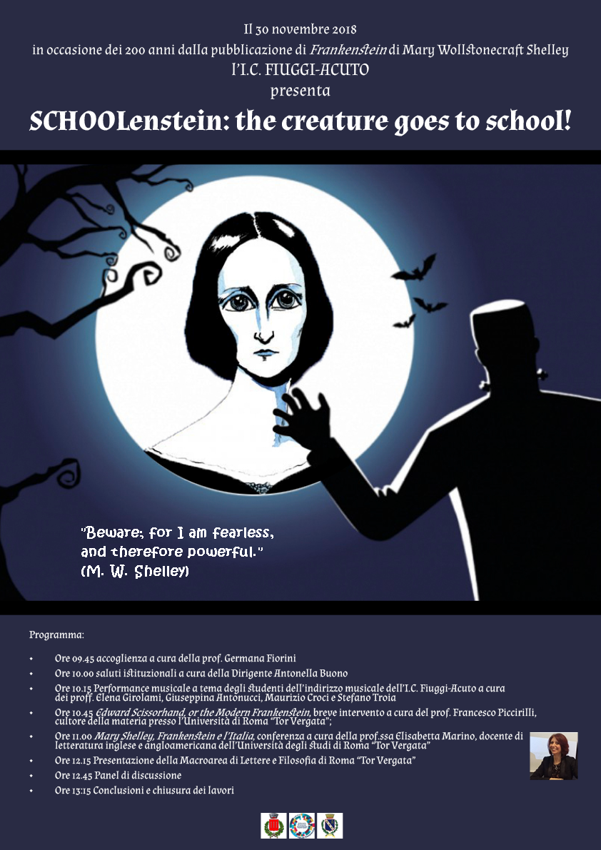 Locandina evento in occasione dei 200 anni dalla pubblicazione di Frankenstein di Mary Wollstonecraft Shelley